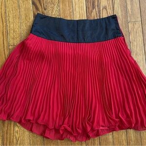 Elegant Red Pleated Skirt